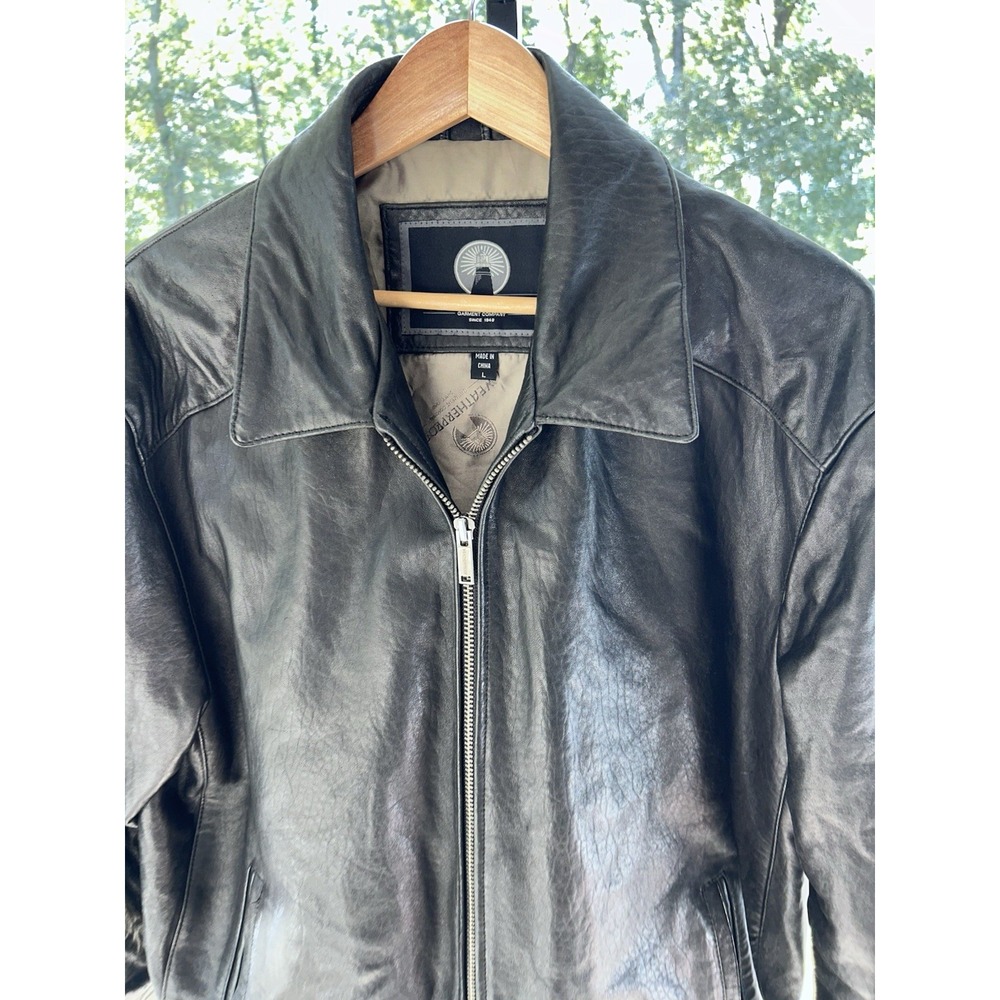 Weatherproof Leather Jacket Biker Vintage y2k men's Large Motorcycle bomber 90s